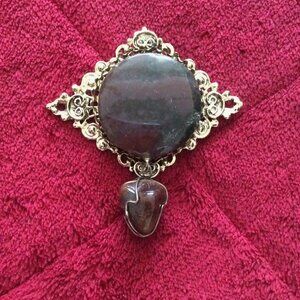 Vintage Agate and Brown Jasper Brooch